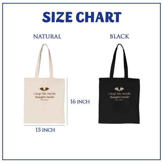 I Kept The Inside Thoughts Inside Tote Bag, Fourth Wing Book Merch PTS1043