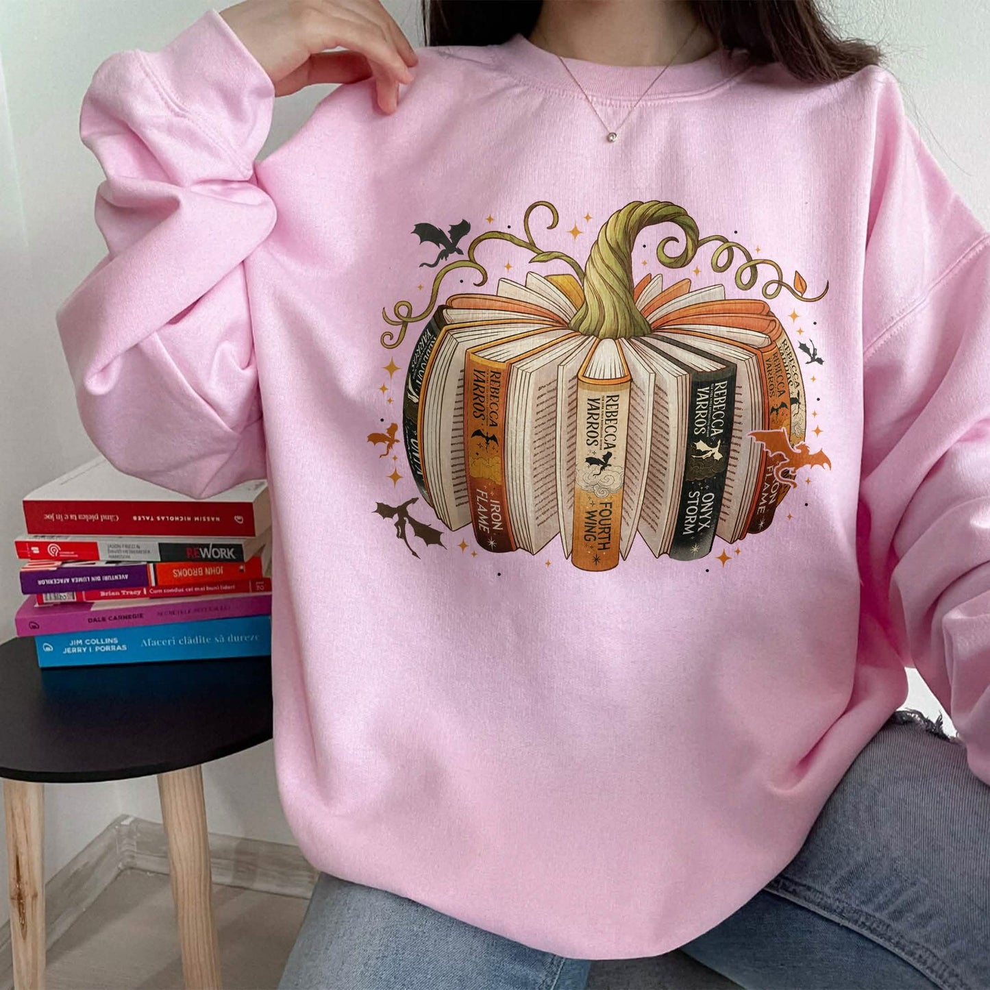 Fourth Wing Book Pumpkin Sweatshirt PTS1719