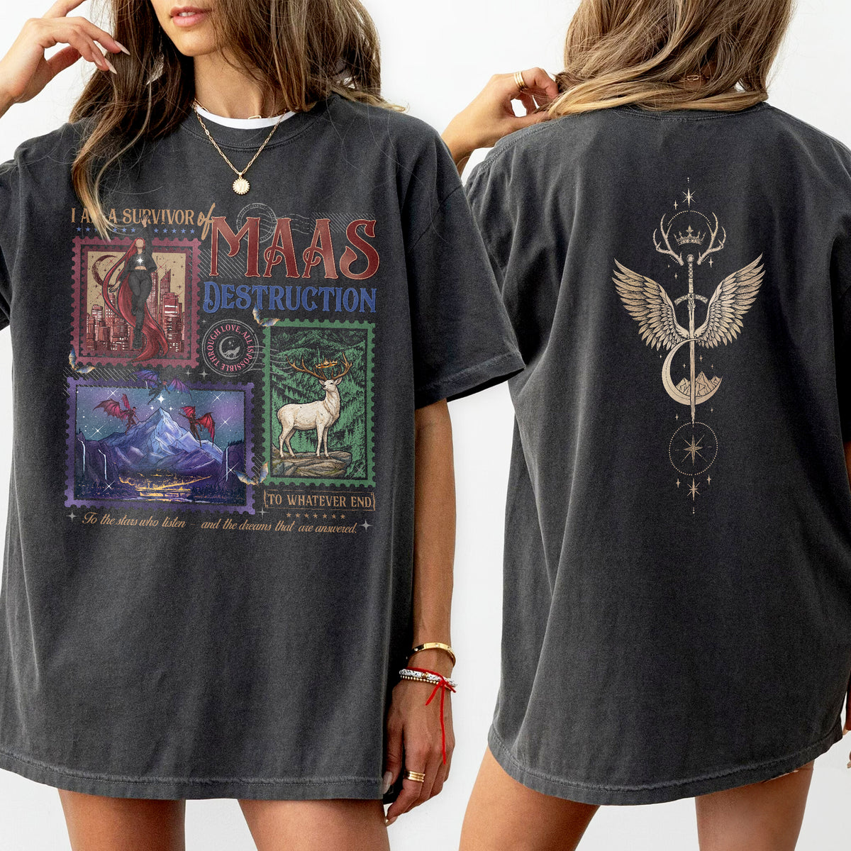 Acotar I am a Survivor of Maas Destruction Fantasy Book T-shirt PTS9665