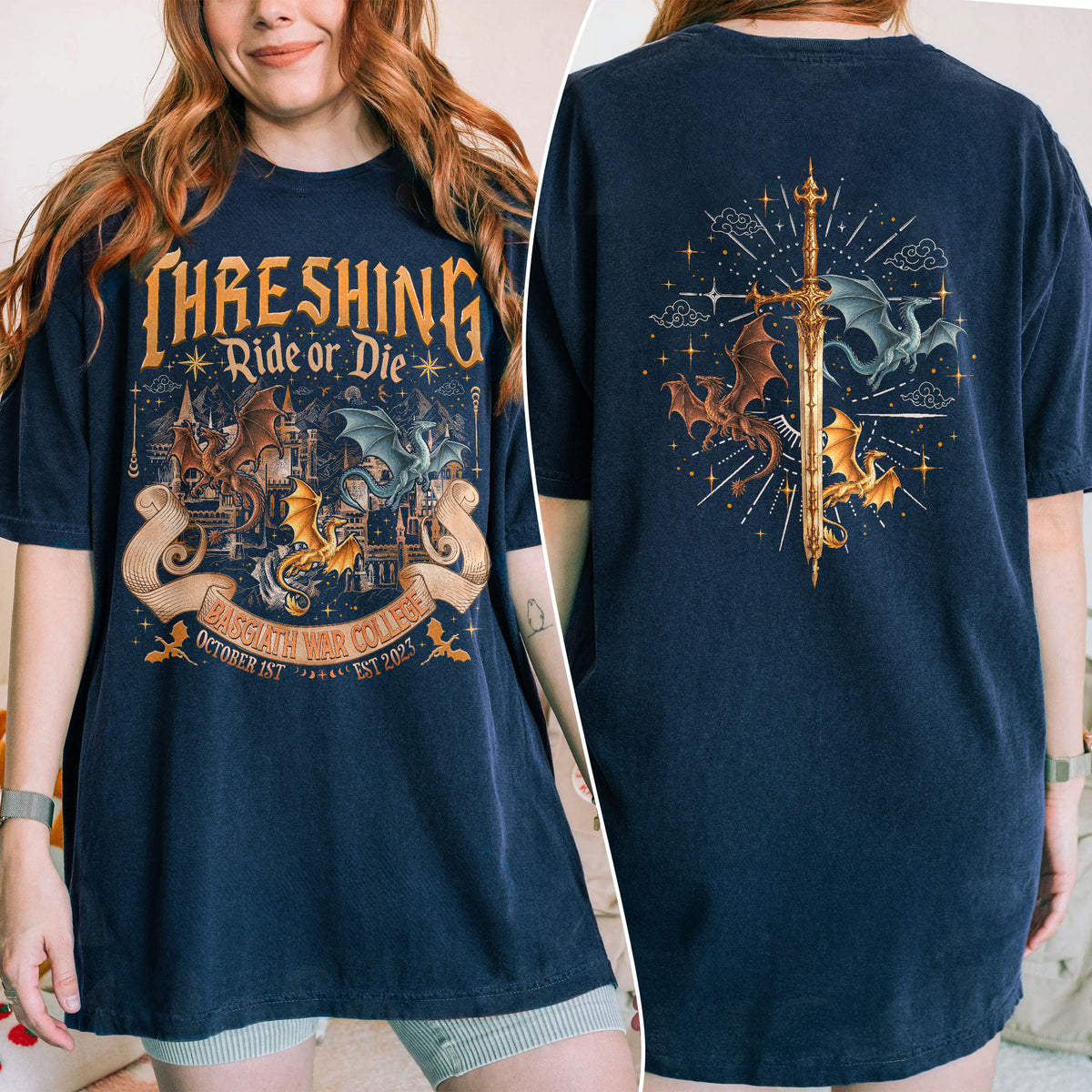Fourth Wing Threshing Fantasy Book T-shirt PTS9219
