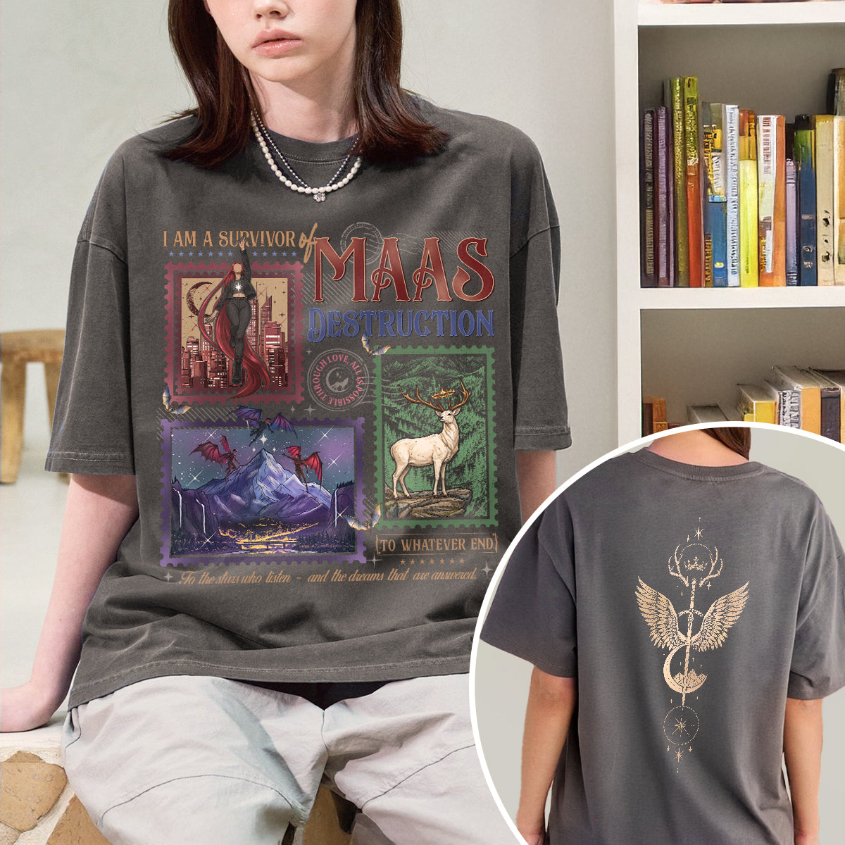Acotar I am a Survivor of Maas Destruction Fantasy Book T-shirt PTS9665