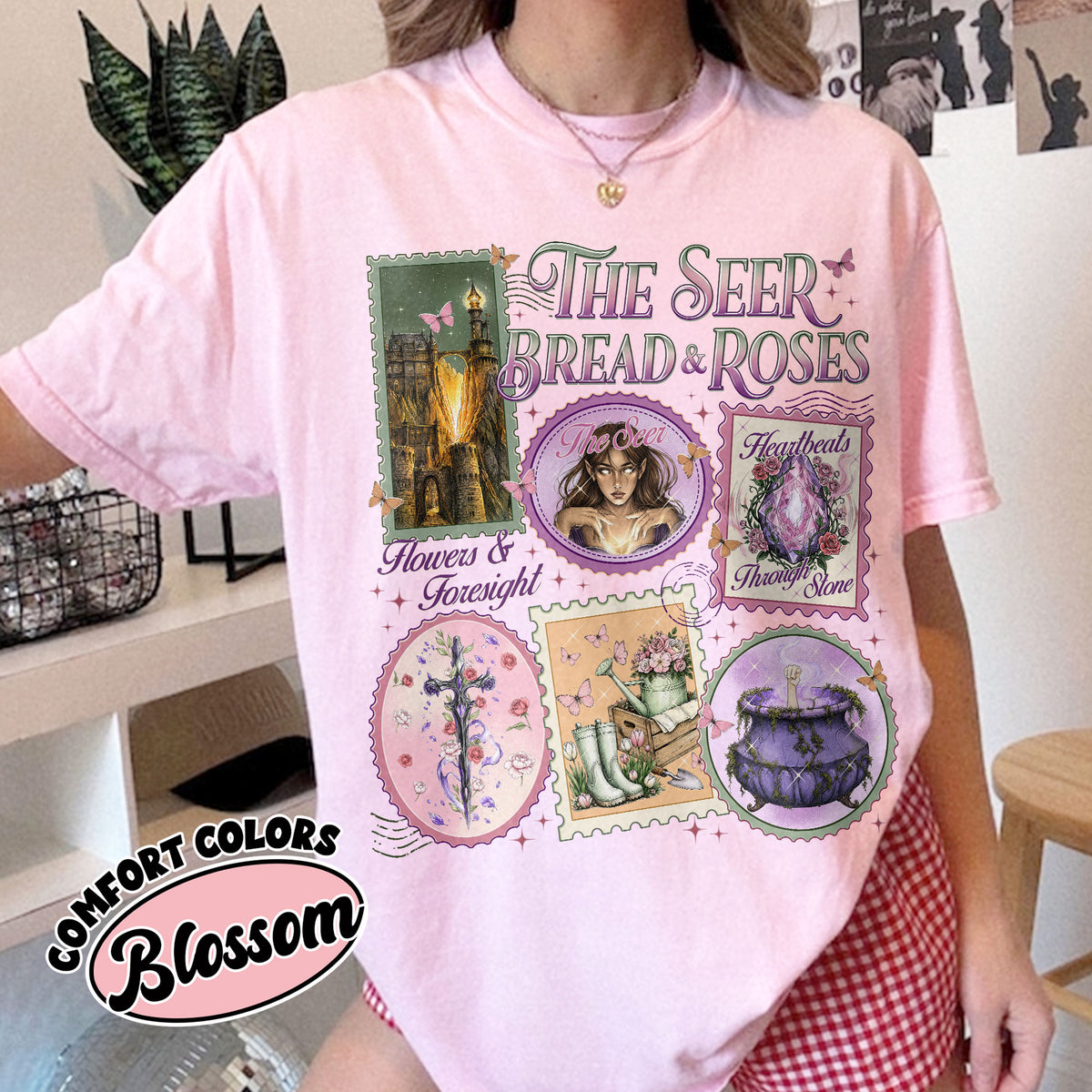 Acotar Elain Archeron Sisters Fantasy Stamps Book T-shirt PTS 7671