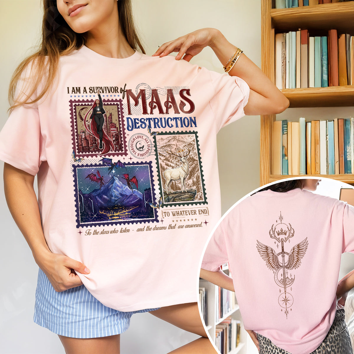 Acotar I am a Survivor of Maas Destruction Fantasy Book T-shirt PTS9665
