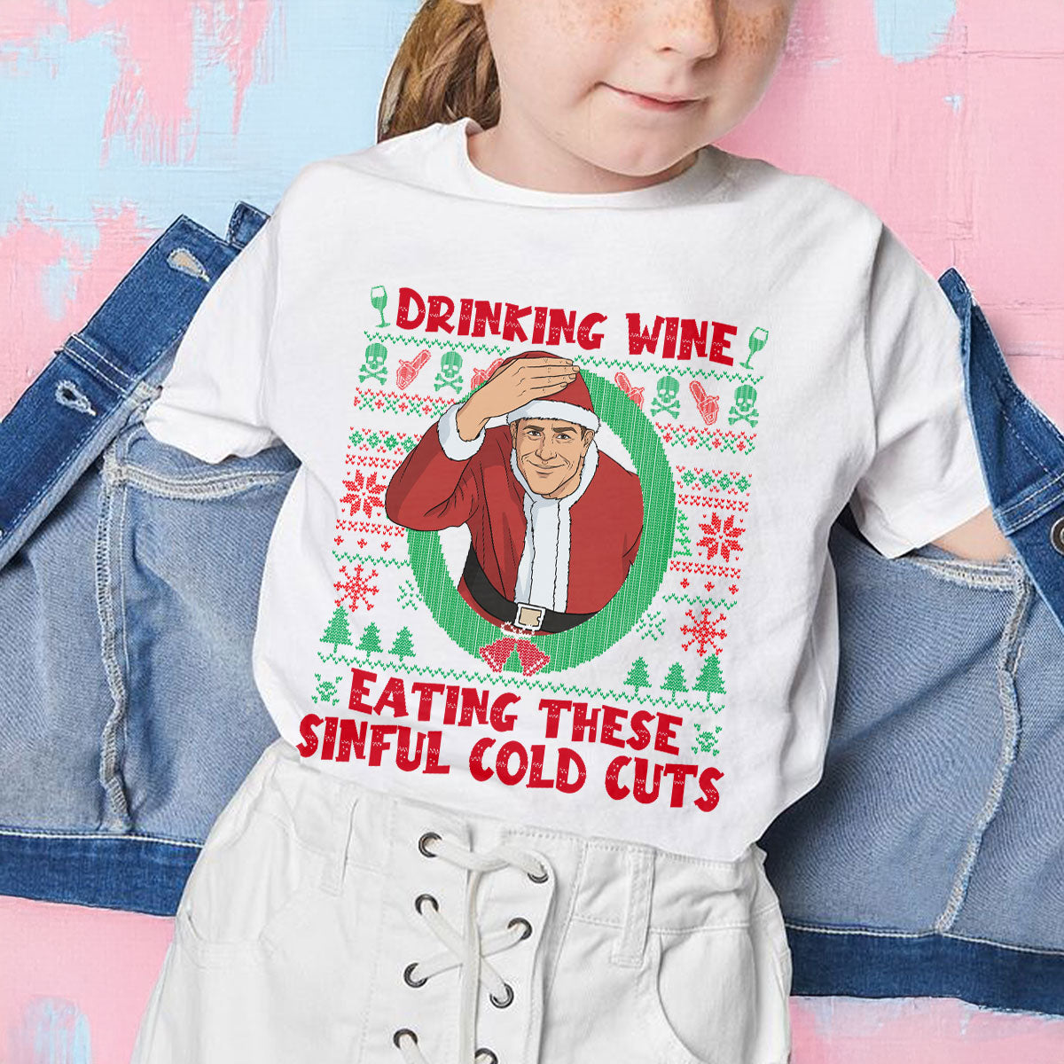 Christmas Ed Gein Drinking Wine Ugly Christmas Comfort Colors Youth Tshirt PTS1961