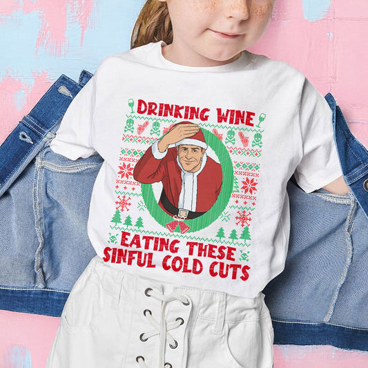 Christmas Ed Gein Drinking Wine Ugly Christmas Comfort Colors Youth Tshirt PTS1961