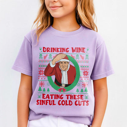 Christmas Ed Gein Drinking Wine Ugly Christmas Comfort Colors Youth Tshirt PTS1961