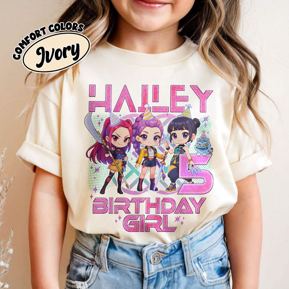 Custom Huntrix Birthday K-pop Hunter Youth Shirt Comfort Colors PTS1672