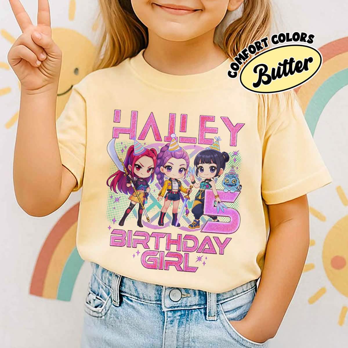 Custom Huntrix Birthday K-pop Hunter Youth Shirt Comfort Colors PTS1672