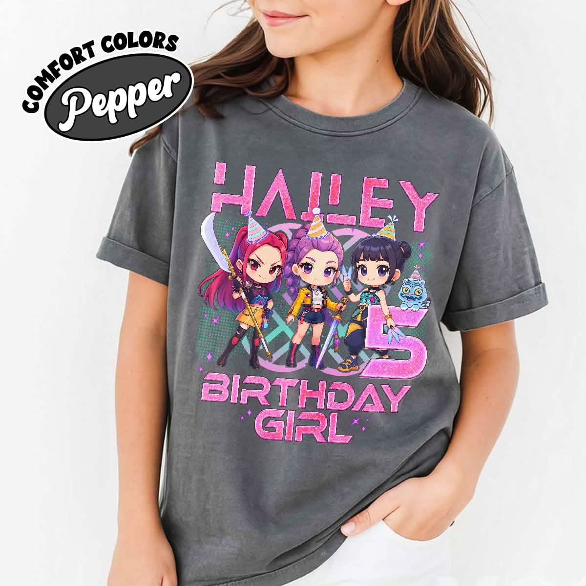 Custom Huntrix Birthday K-pop Hunter Youth Shirt Comfort Colors PTS1672
