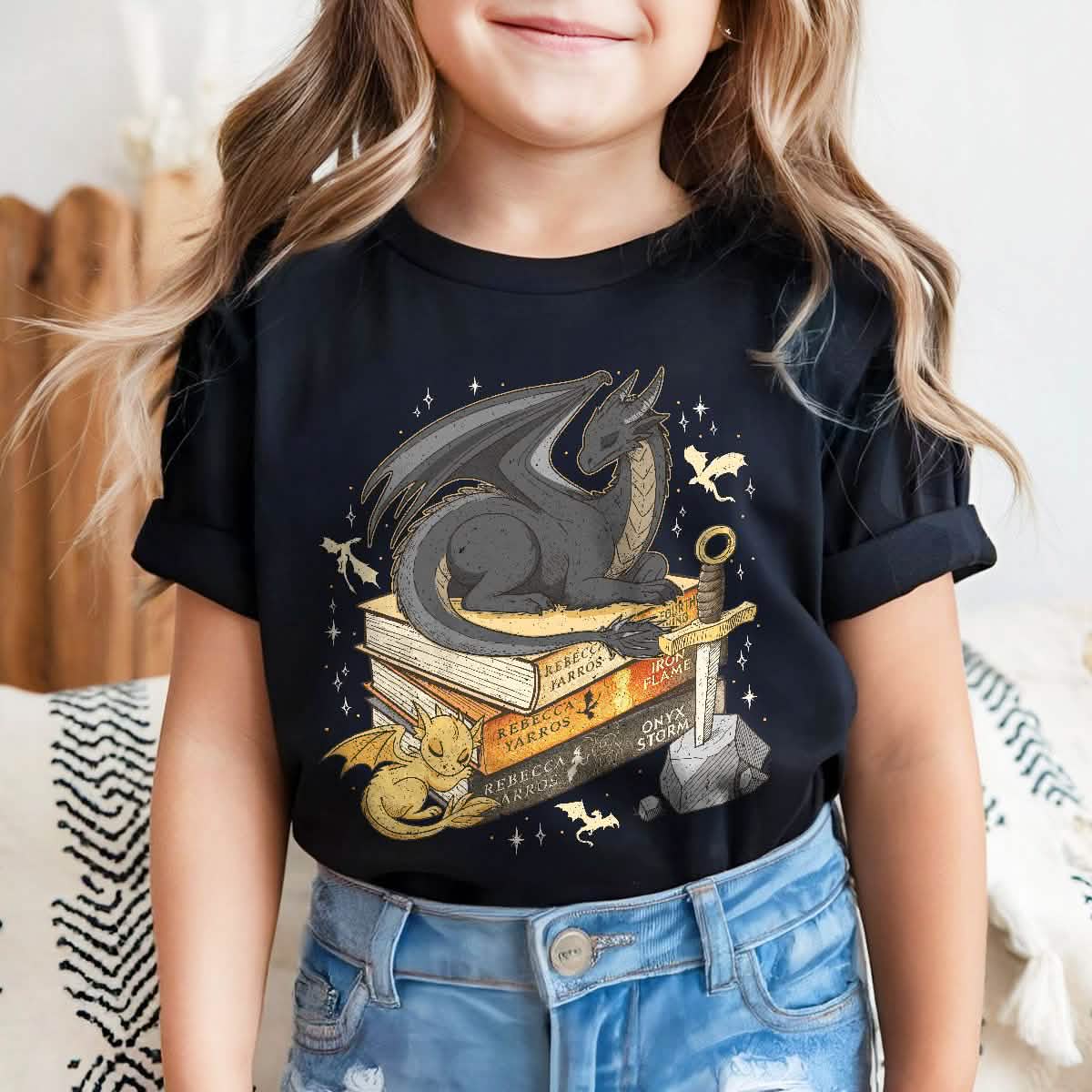 Fourth Wing Dragon Tairn and Andarna Comfort Colors Youth Tshirt PTS1753