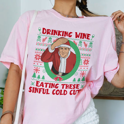 Christmas Ed Gein Drinking Wine Ugly Christmas Comfort Colors Shirt PTS1961