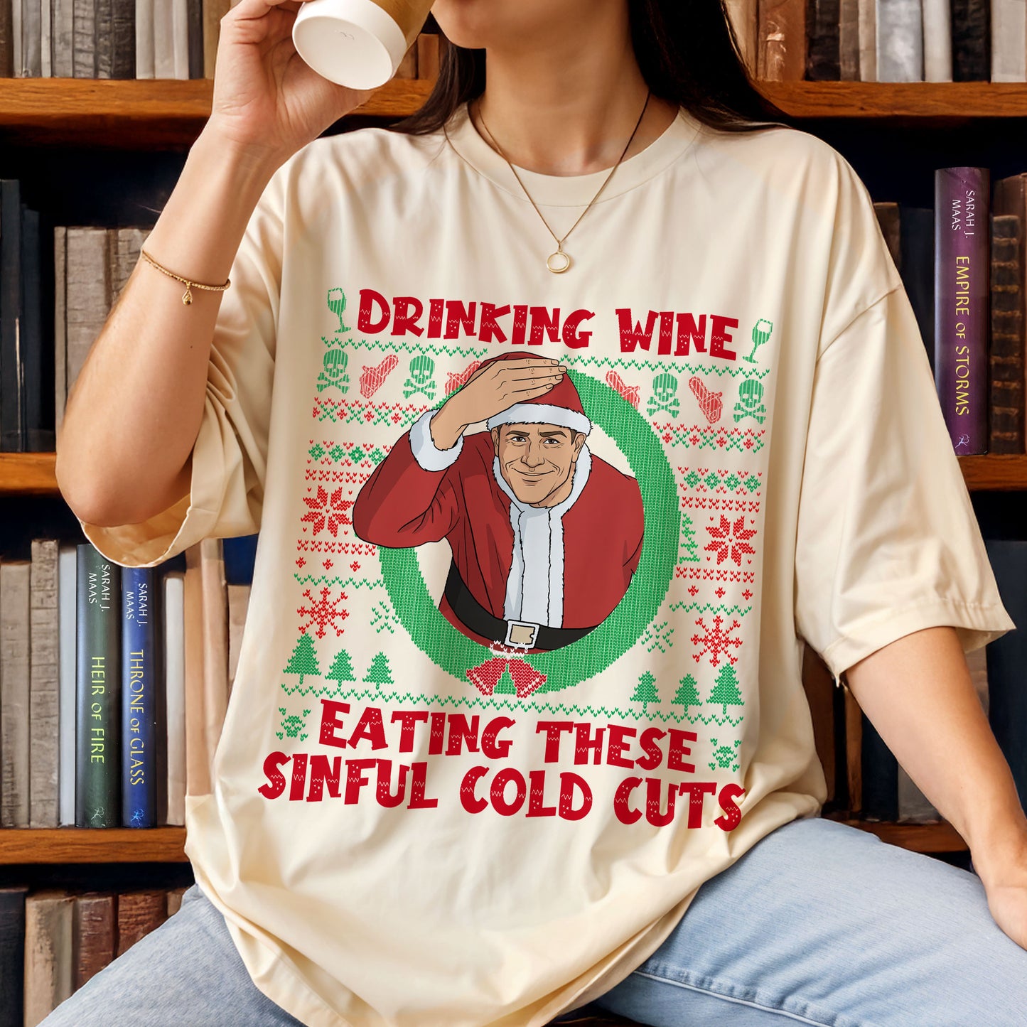 Christmas Ed Gein Drinking Wine Ugly Christmas Comfort Colors Shirt PTS1961