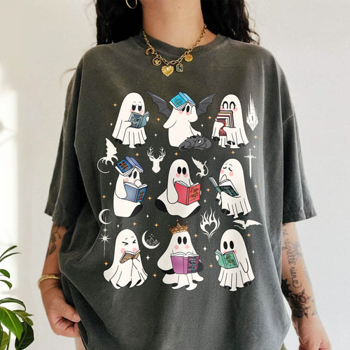 Acotar Ghost Reading Book Comfort Colors Shirt PTS1714