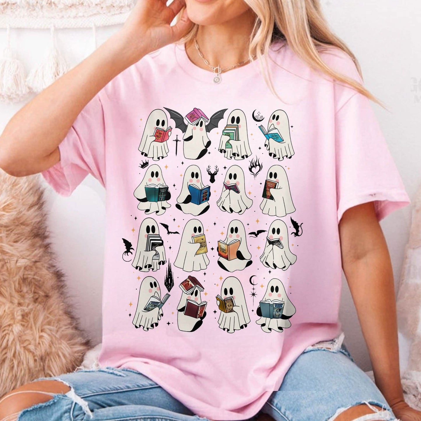 Ghost Reading Book Fantasy Series Comfort Colors Shirt PTS1694