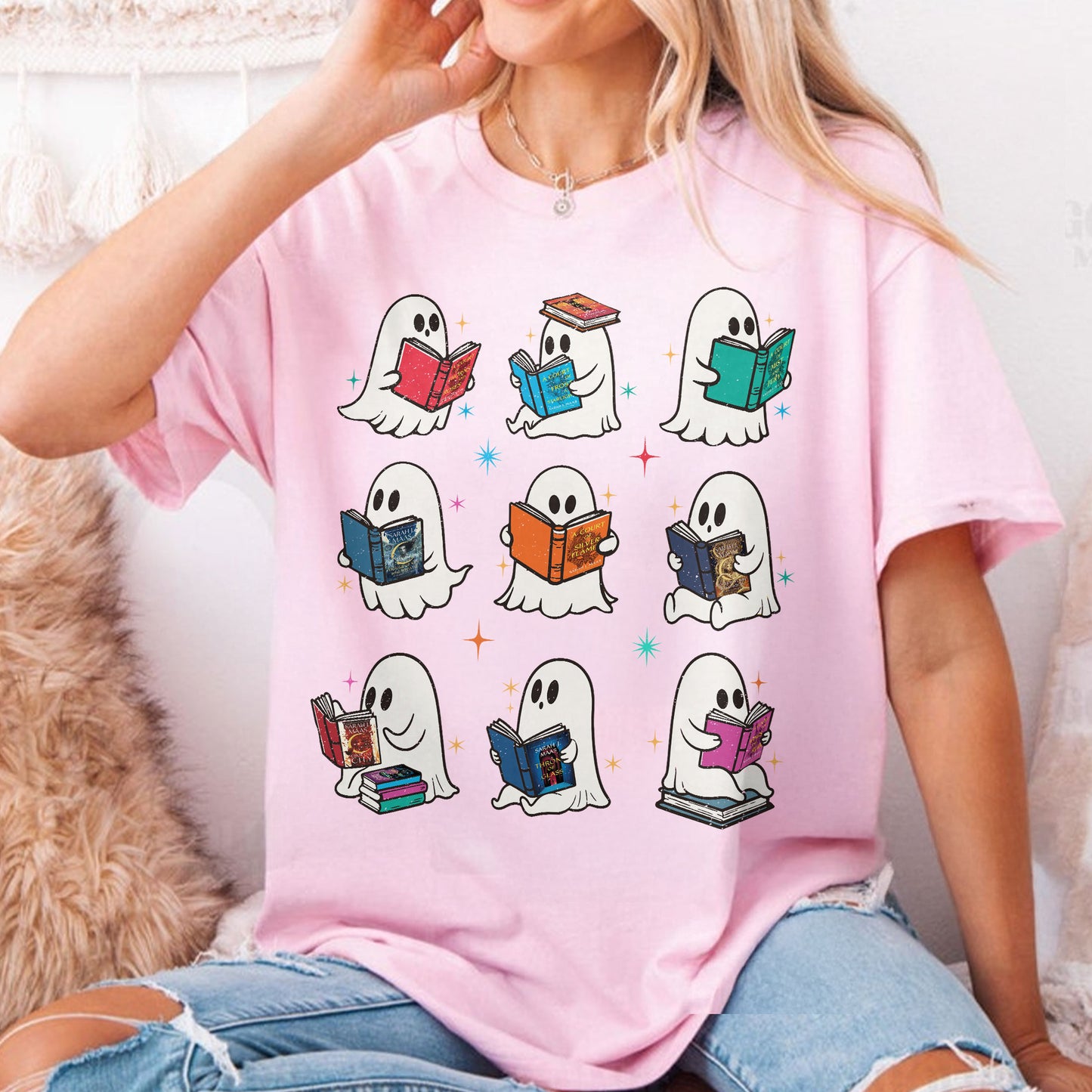 Acotar Ghost Reading Book Comfort Colors Shirt, SJM Book Shirt PTS450