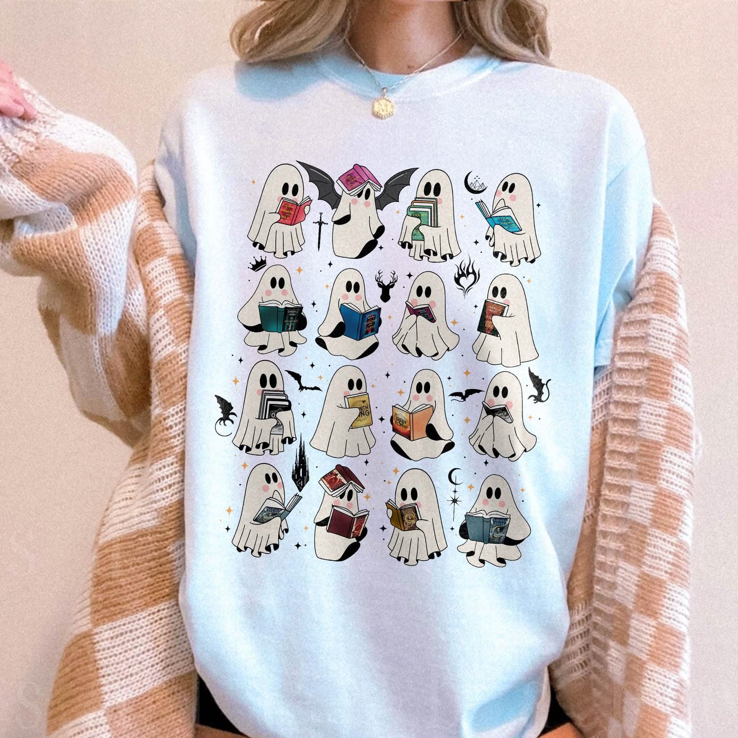 Ghost Reading Book Fantasy Series Comfort Colors Shirt PTS1694