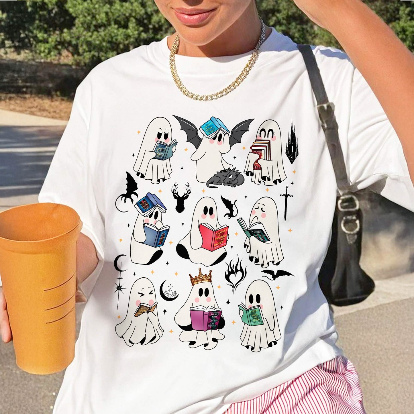 Acotar Ghost Reading Book Comfort Colors Shirt PTS1714