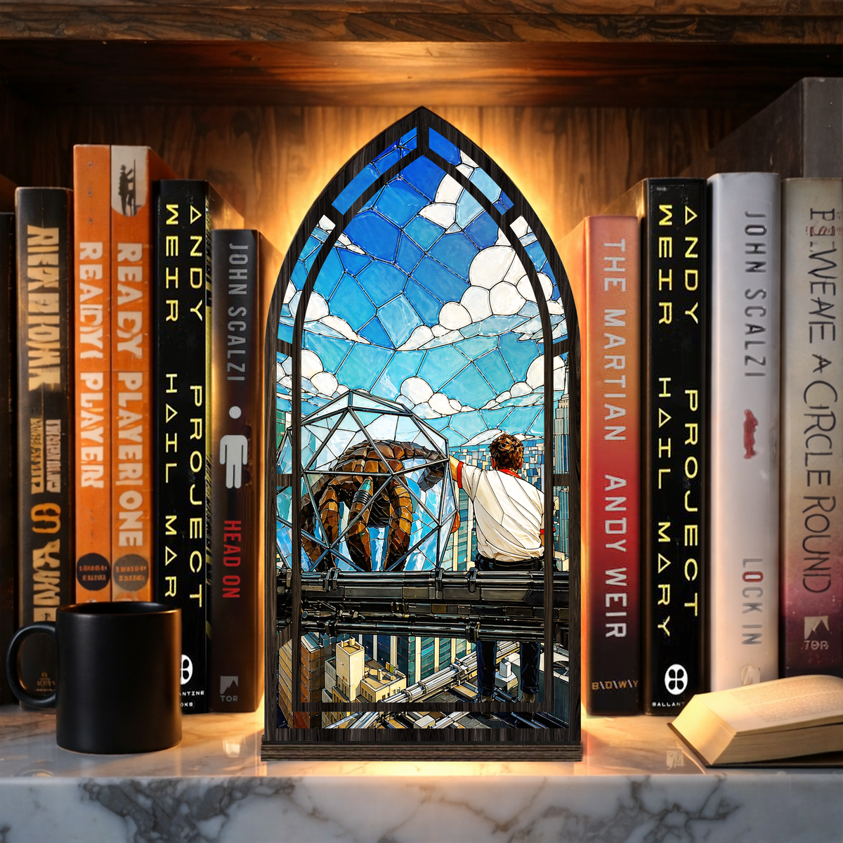 Amaze Rocky Project Hail Mary Stained Glass Book Nook PTS5299