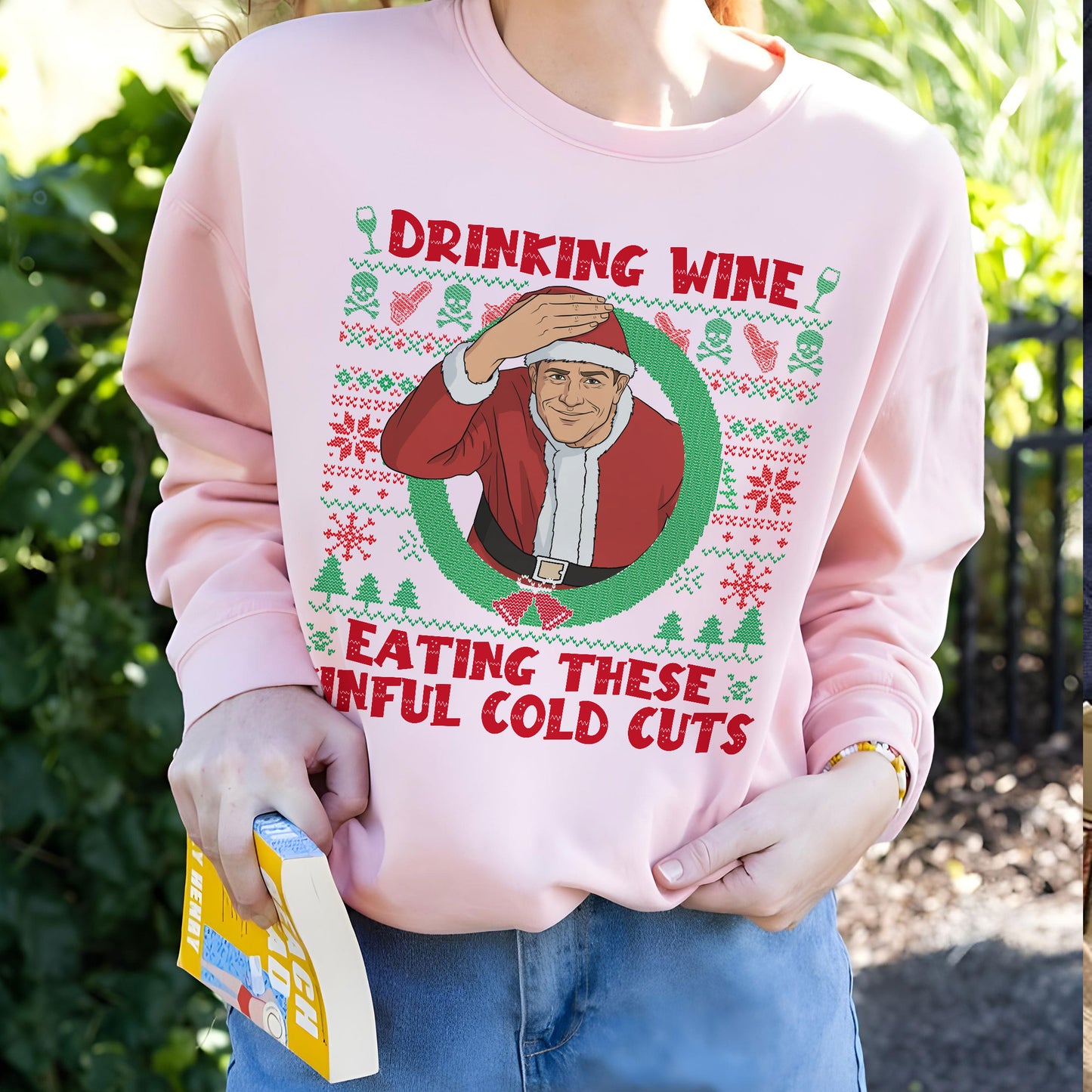 Christmas Ed Gein Drinking Wine Ugly Christmas Sweatshirt PTS1961