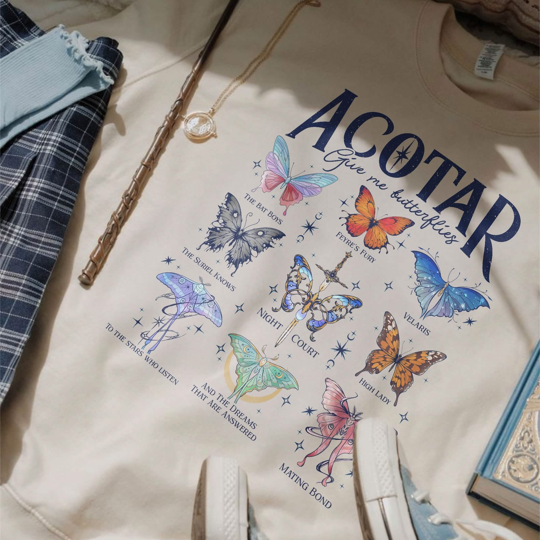 Acotar Velaris Butterflies Comfort Colors Shirt PTS1185