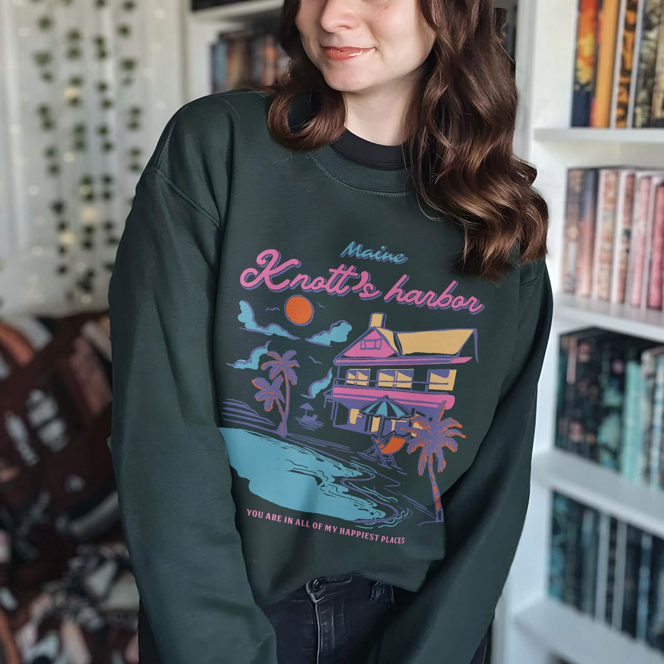 Knott’s Harbor Happy Place Book Sweatshirt PTS1271