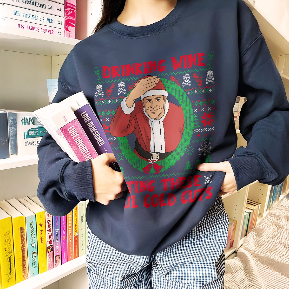 Christmas Ed Gein Drinking Wine Ugly Christmas Sweatshirt PTS1961