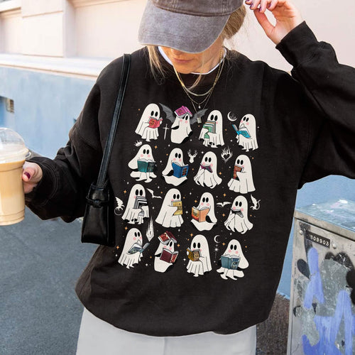 Ghost Reading Book Fantasy Series Sweatshirt PTS1694