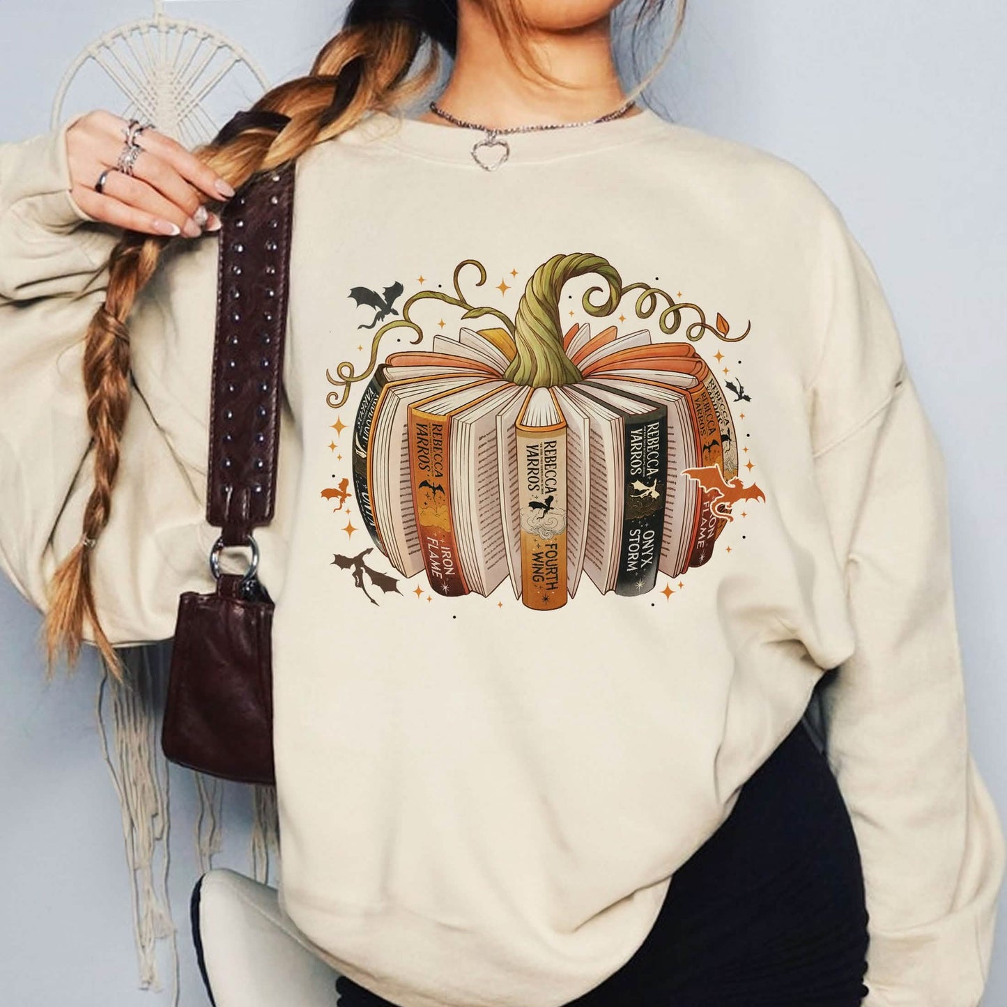 Fourth Wing Book Pumpkin Sweatshirt PTS1719