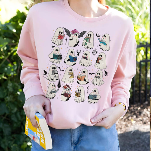 Ghost Reading Book Fantasy Series Sweatshirt PTS1694