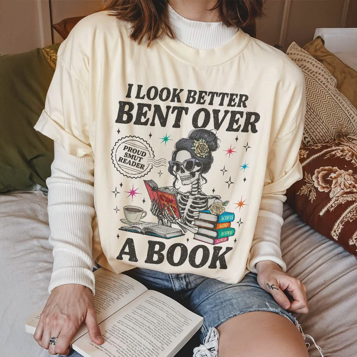 Acotar Reader I Look Better Bent Over A Book Comfort Colors Shirt PTS1165