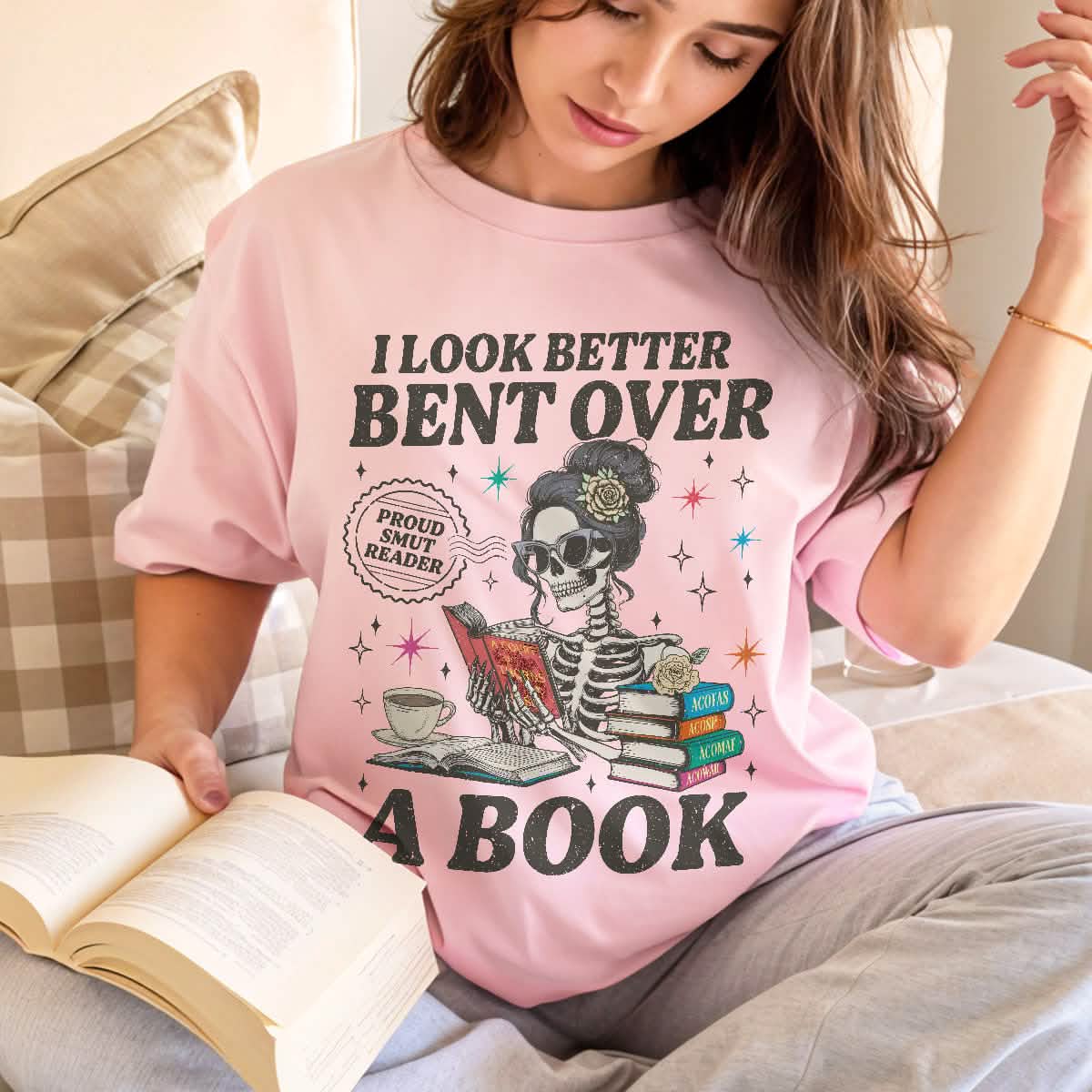 Acotar Reader I Look Better Bent Over A Book Comfort Colors Shirt PTS1165