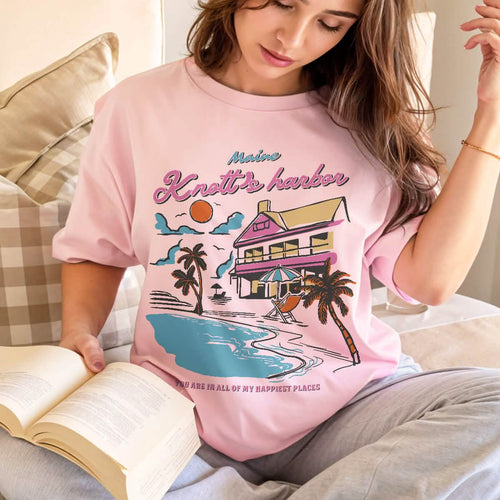 Knott’s Harbor Happy Place Book Comfort Colors Shirt PTS1271