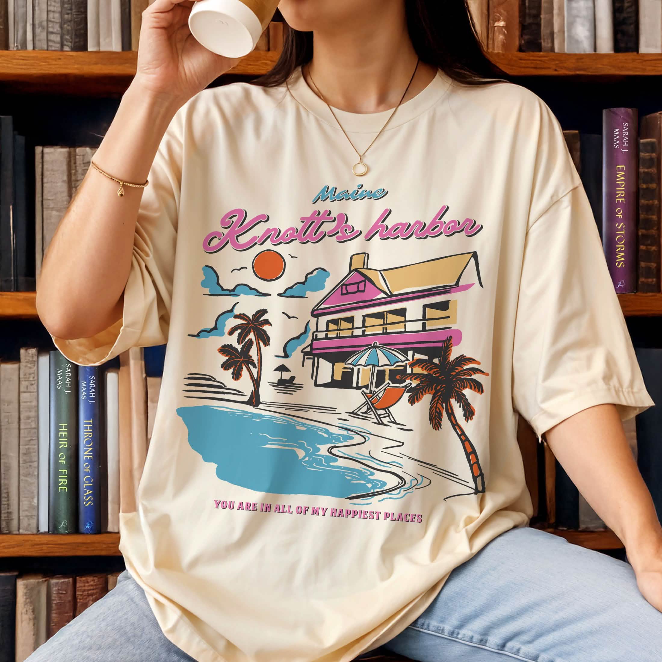 Knott’s Harbor Happy Place Book Comfort Colors Shirt PTS1271