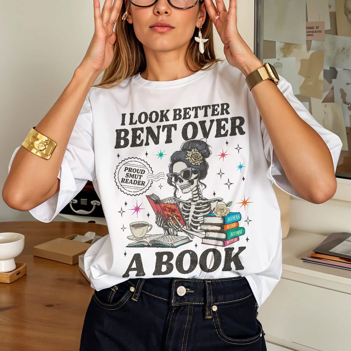 Acotar Reader I Look Better Bent Over A Book Comfort Colors Shirt PTS1165