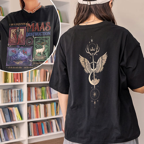 Acotar I am a Survivor of Maas Destruction Fantasy Book T-shirt PTS9665