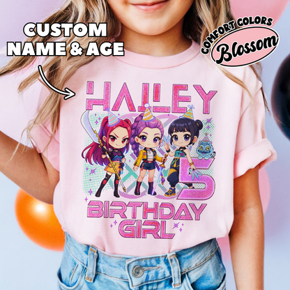 Custom Huntrix Birthday K-pop Hunter Youth Shirt Comfort Colors PTS1672