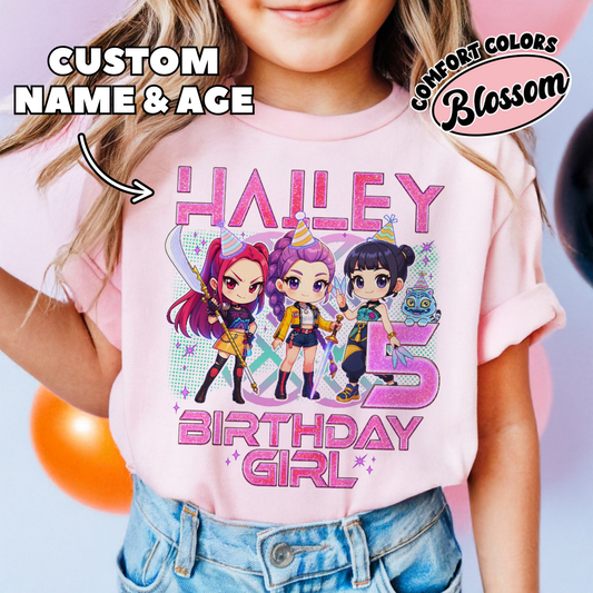 Custom Huntrix Birthday K-pop Hunter Youth Shirt Comfort Colors PTS1672