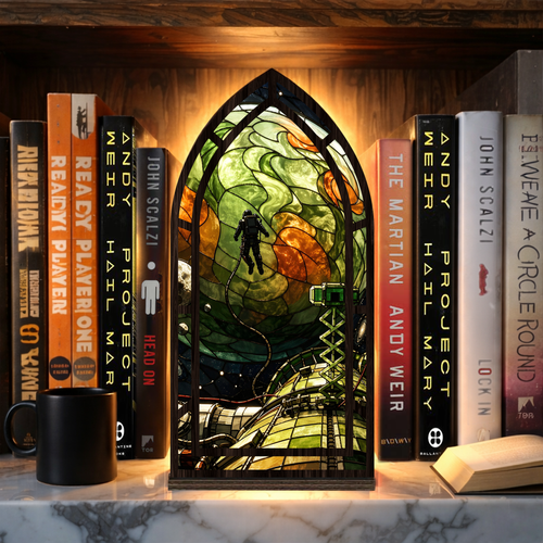 Project Hail Mary Sci Fi Stained Glass Book Nook PTS4554