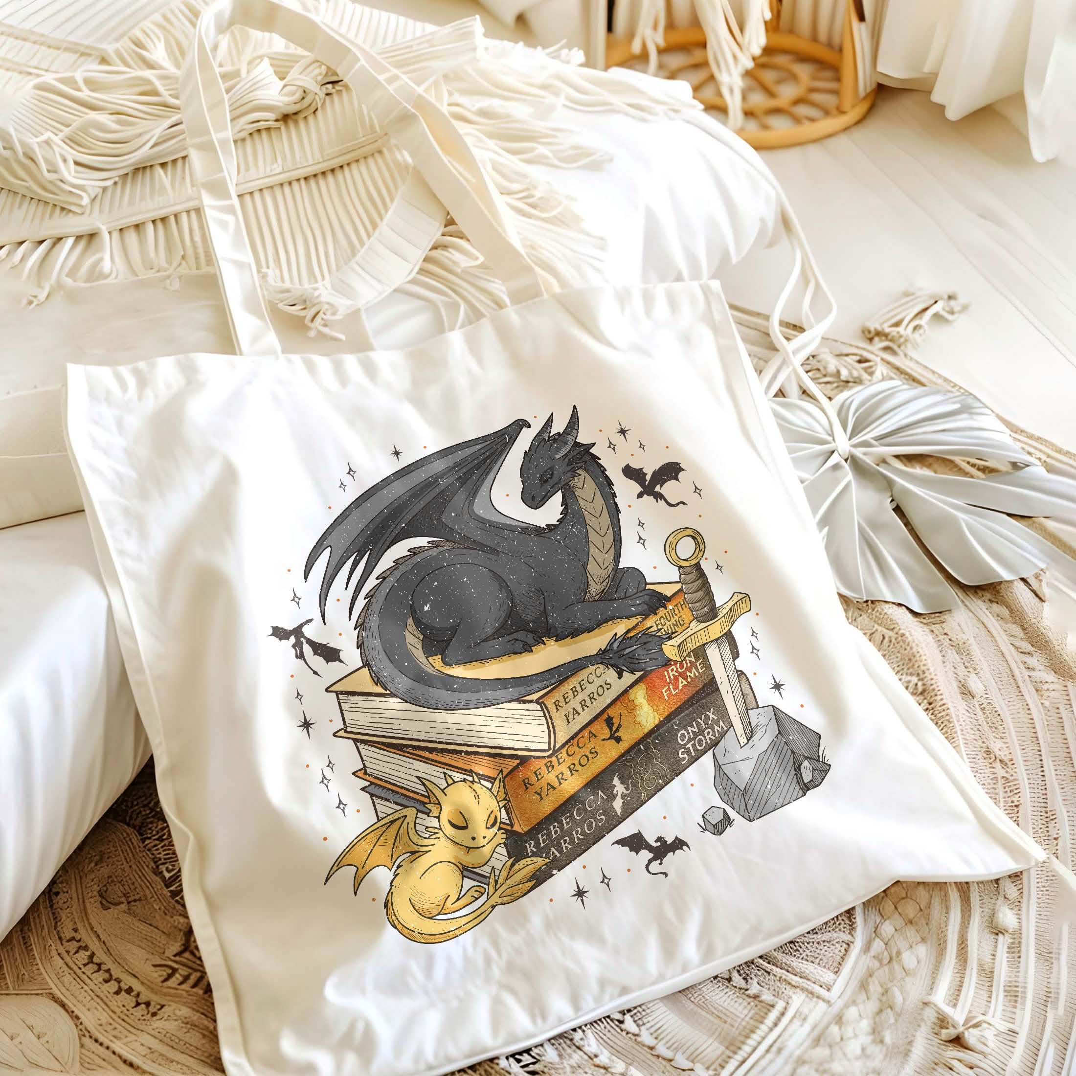 Fourth Wing Dragon Tairn and Andarna Tote Bag PTS1753