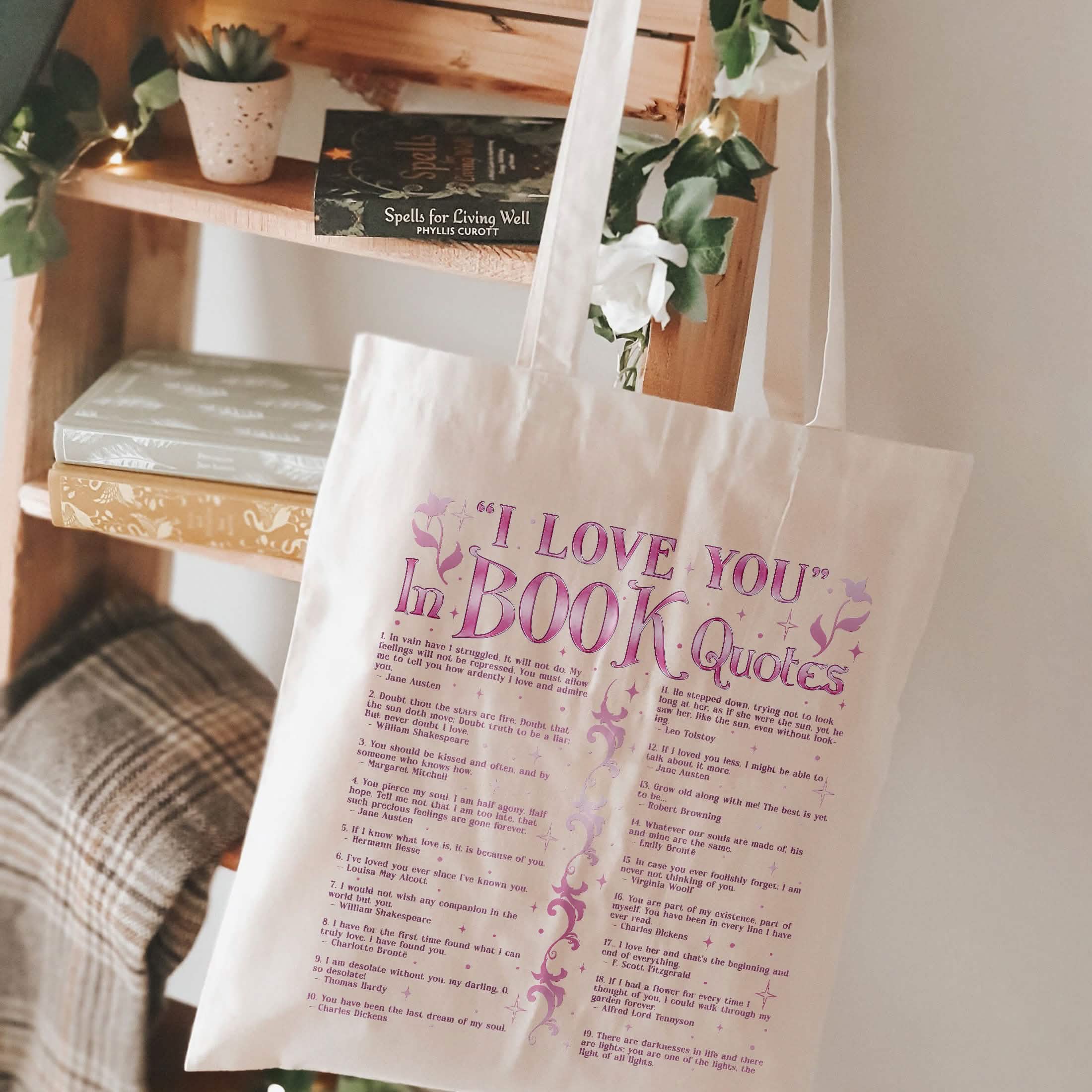 I Love You In Book Quotes Tote Bag PTS1175