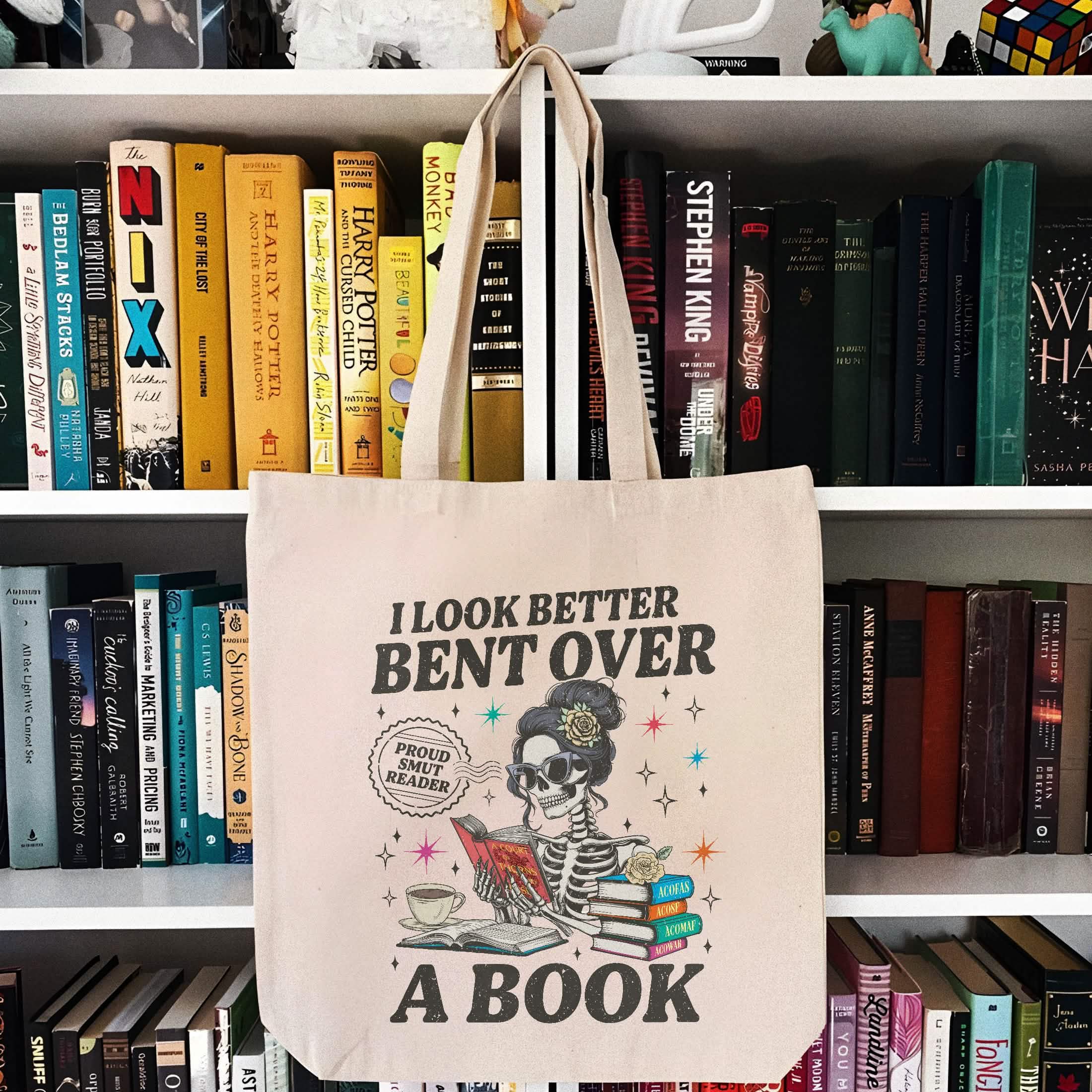 Acotar Reader I Look Better Bent Over A Book Tote Bag PTS1165