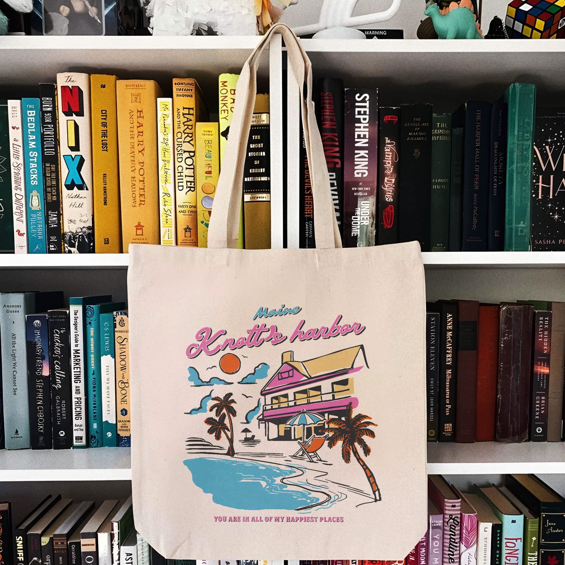 Knott’s Harbor Happy Place Book Tote Bag PTS1271
