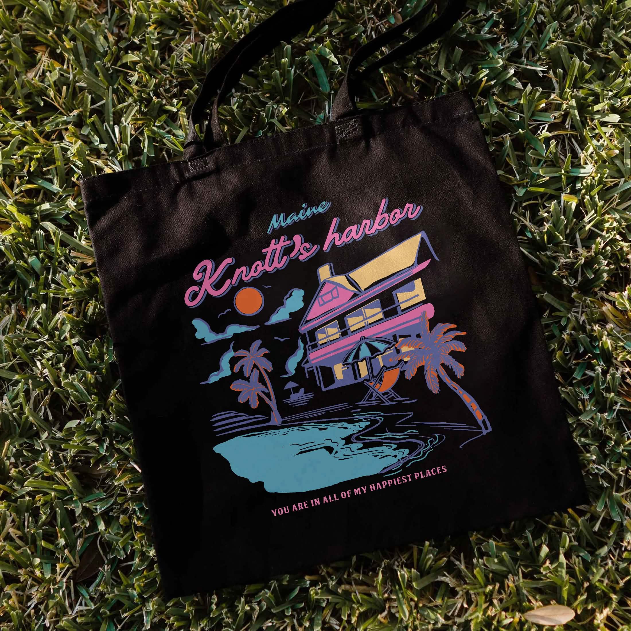 Knott’s Harbor Happy Place Book Tote Bag PTS1271