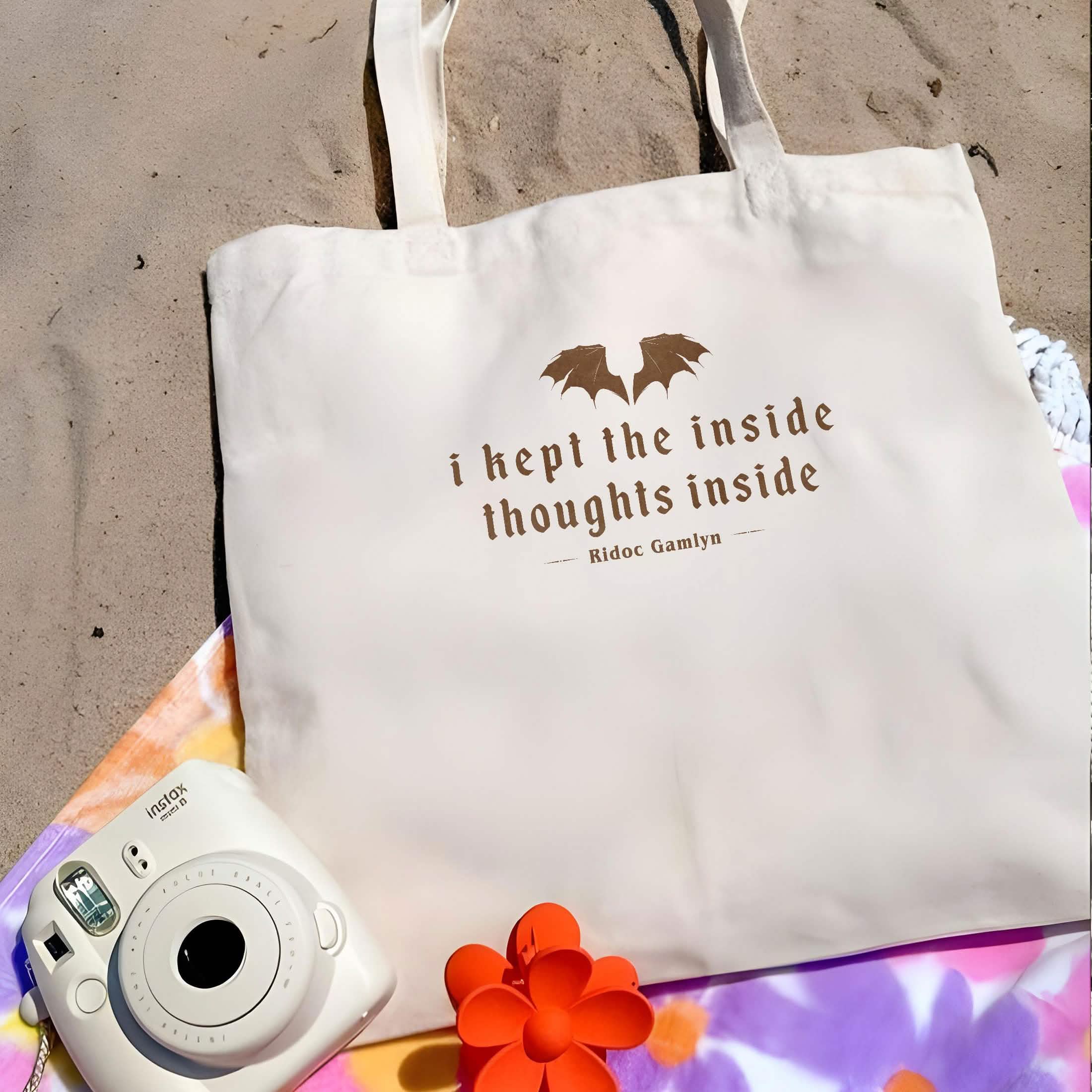 I Kept The Inside Thoughts Inside Tote Bag, Fourth Wing Book Merch PTS1043