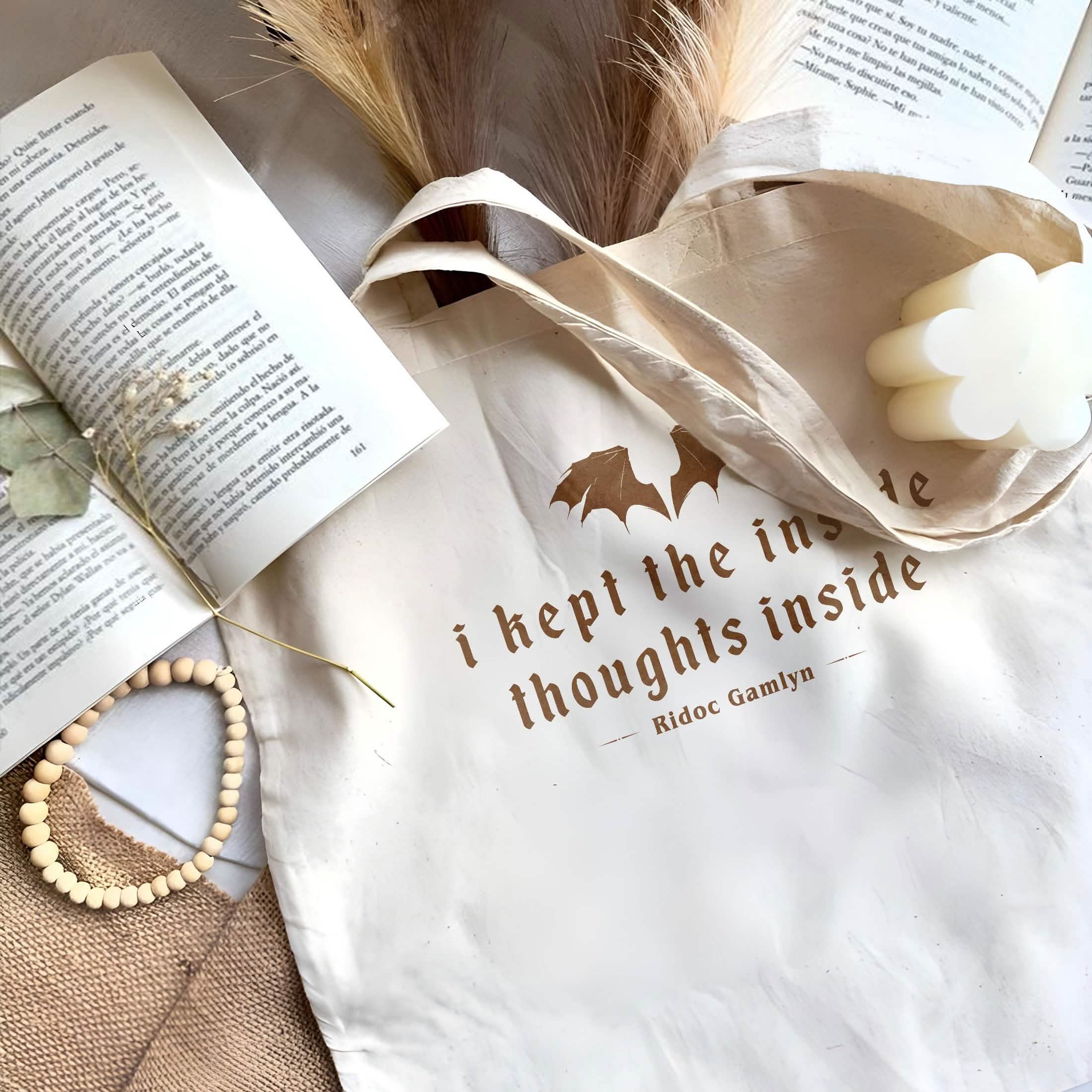 I Kept The Inside Thoughts Inside Tote Bag, Fourth Wing Book Merch PTS1043