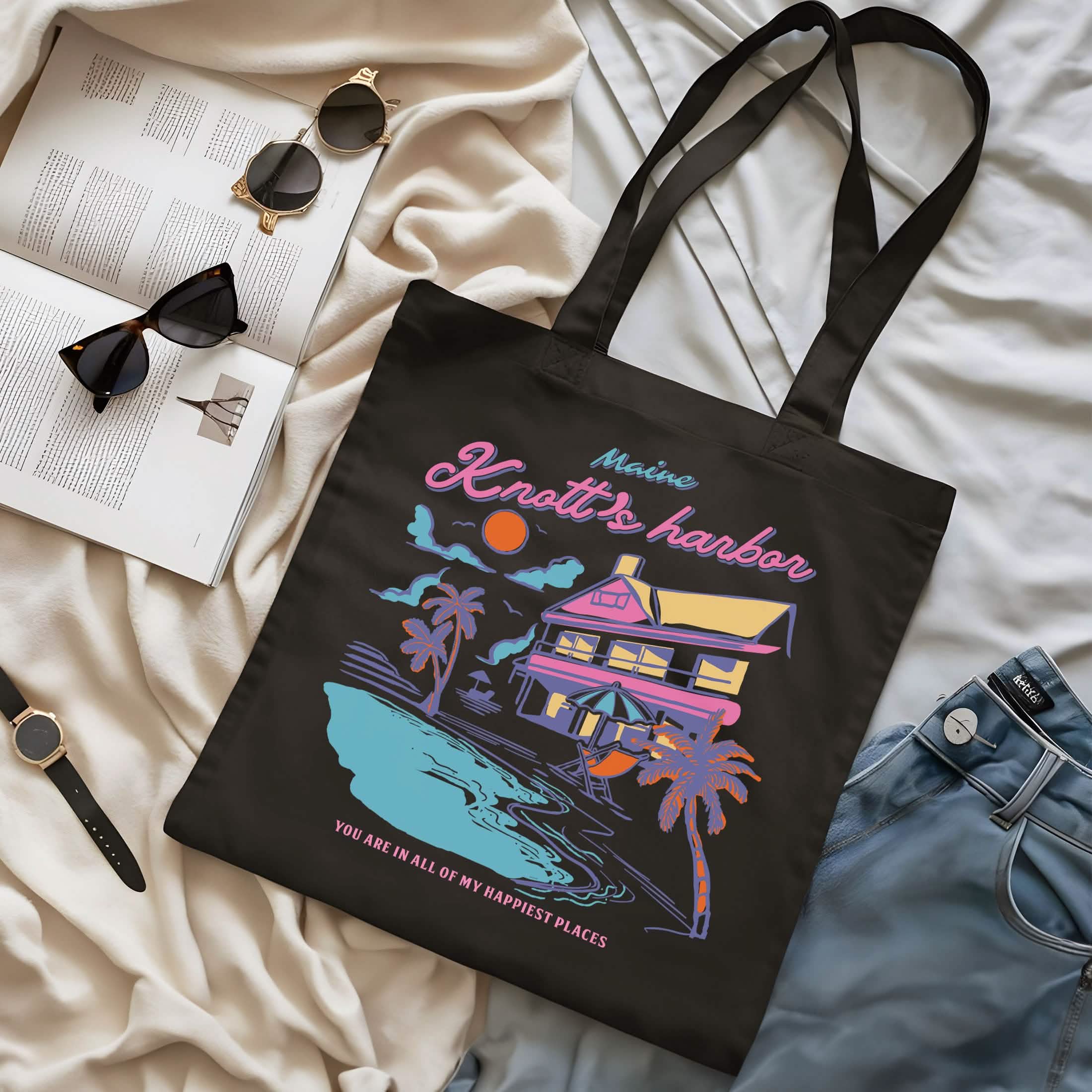 Knott’s Harbor Happy Place Book Tote Bag PTS1271