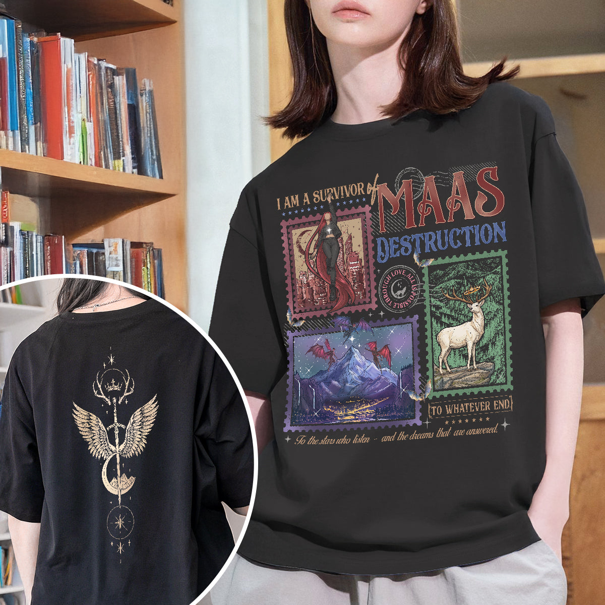 Acotar I am a Survivor of Maas Destruction Fantasy Book T-shirt PTS9665