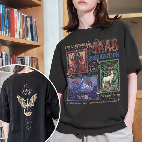 Acotar I am a Survivor of Maas Destruction Fantasy Book T-shirt PTS9665