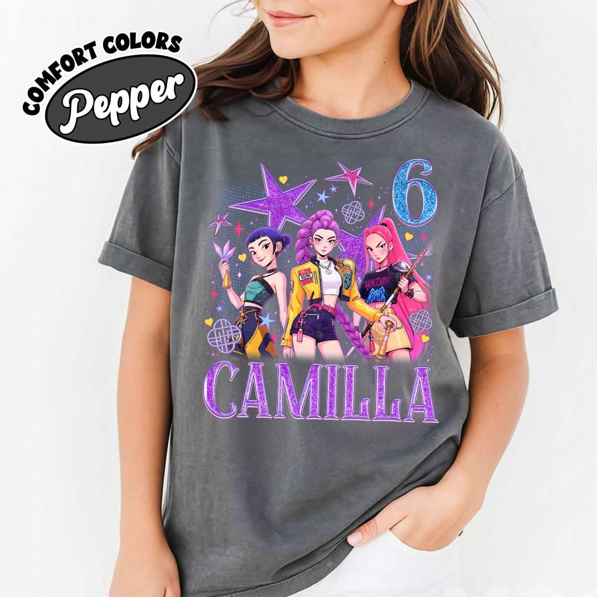 Custom Huntrix Birthday Girl Youth TShirt Comfort Colors PTS1690