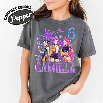 Custom Huntrix Birthday Girl Youth TShirt Comfort Colors PTS1690